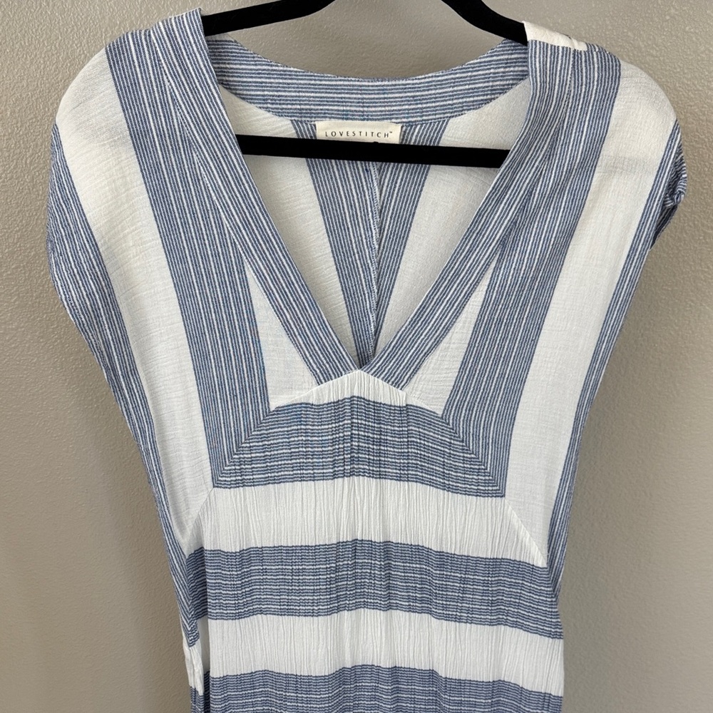 Lovestitch Navy and White Striped Maxi Dress